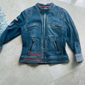 Harley-Davidson Blue Jean Jacket with Red Accents